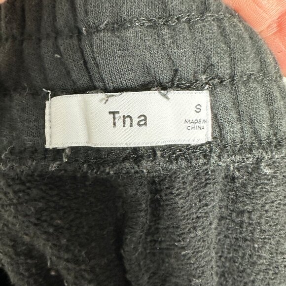 Aritzia TNA Iconic Fleece Sweatpants‎ Side Stripe Size Small Retro Joggers Black - Picture 4 of 14